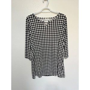 Christopher & Banks Top Black and White houndstooth Womans Size S